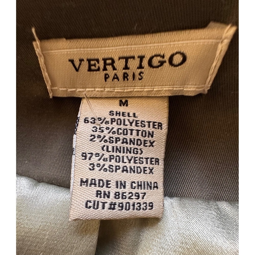 Vertigo Paris Women Cropped Jacket Olive‎ Green Button Front Peter Pan Collar M - Picture 11 of 13